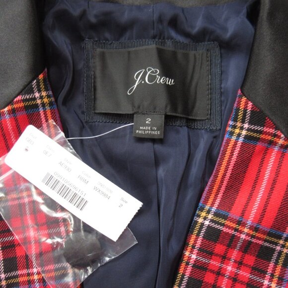 NWT J.Crew Parke Blazer in Red Stewart Tartan Plaid Italian Wool Jacket 2 - Picture 6 of 7